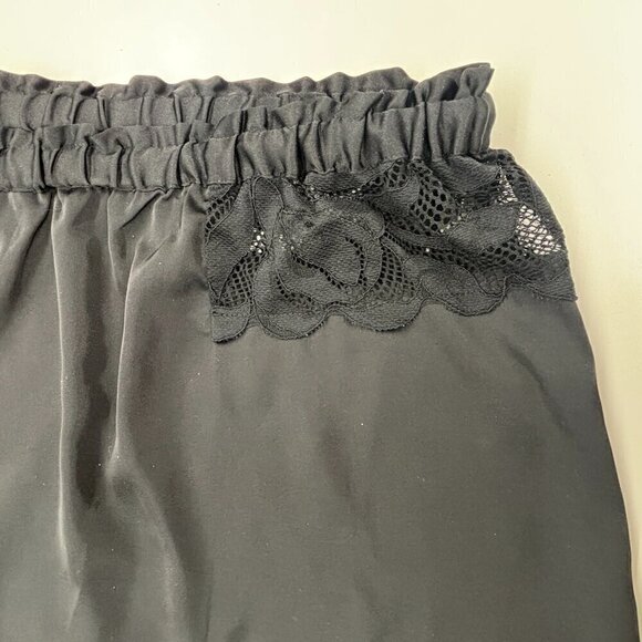 laVie en Rose Black Satin Sleep Shorts Lace Sides/Back Drawstring XXL - Picture 6 of 9